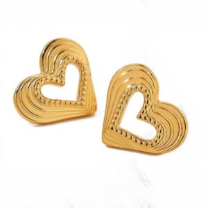 Σκουλαρίκια καρδιά χρυσό ανοξείδωτο ατσάλι αδιάβροχο