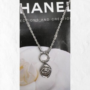 Κολιέ με στριφτή αλυσίδα με κρεμαστό  μάτι ατσάλι 45cm