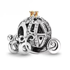 Σύμβολο Άμαξα κολοκύθα με πετρούλες και χρυσή λεπτομέρεια ασήμι 925