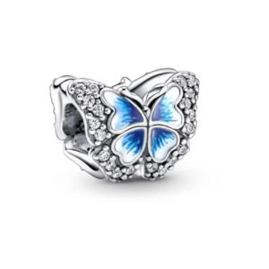 Σύμβολο Πεταλούδα γαλάζια με πετράδια ασήμι 925