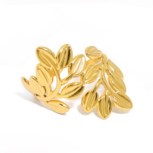 Δαχτυλίδι λουλούδι κλαδιά χρυσό ανοξείδωτο ατσάλι