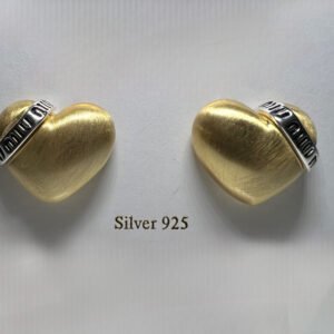 Σκουλαρίκια καρδιά χρυσά με αημί λογότυπο ‘τύπου miumiu’