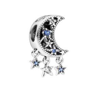 Σύμβολο Φεγγάρι με κρεμαστά αστέρια ασήμι 925