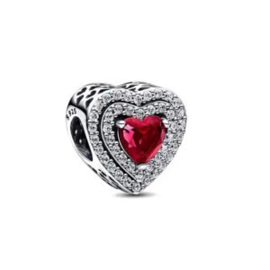 Σύμβολο Καρδιά κόκκινη με πετράδια ασήμι 925