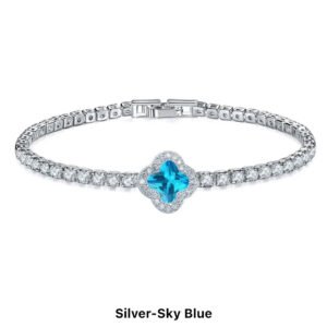 Βραχιόλι τύπου με ζιργκονάκια σειρέ και γαλάζια πέτρα (με αυξομείωση )