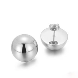 Σκουλαρίκια ασημί στρογγυλά ατσάλι