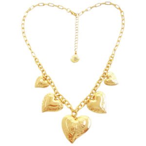 Κολιέ με κρεμαστές καρδιές  ατσάλι 45cm