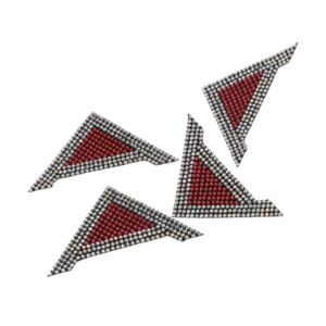 Γωνιακό Αυτοκόλλητο Πόρτας Αυτοκινήτου Με Στρας – [6 Χρώματα] - Red With Silver Border