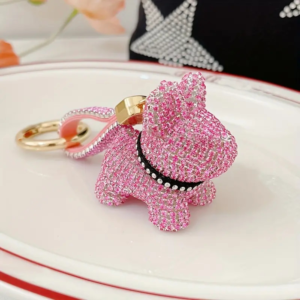 Μπρελόκ Σε Σχήμα Σκυλάκι Με Στρας – [9 Χρώματα] - Pink