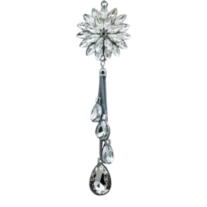 Διακοσμητικό Καθρέπτη Αυτοκινήτου Σε Σχέδιο Λουλούδι Με Κρύσταλλα – [3 Χρώματα] - White