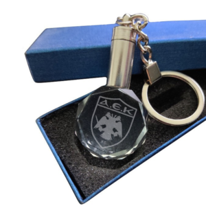 Κρυστάλλινο 3D Led Μπρελόκ Με Λογότυπο Ομάδων - ΑΕΚ , Without LED