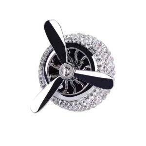 Αρωματικό Αυτοκινήτου Με Ανεμιστηράκι & Στρας – [Ασημί Χρώμα]