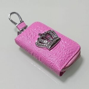 Δερμάτινη Κλειδοθήκη Με Σχέδιο Κορώνα – [2 Χρώμα] - Pink